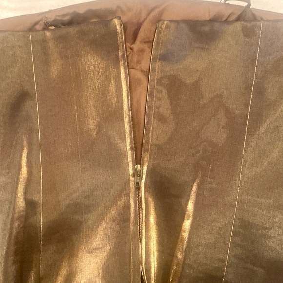 Simon Chang Rouched Bustier Corset Cami Green Gold Shimmer Size 6 - Picture 9 of 15